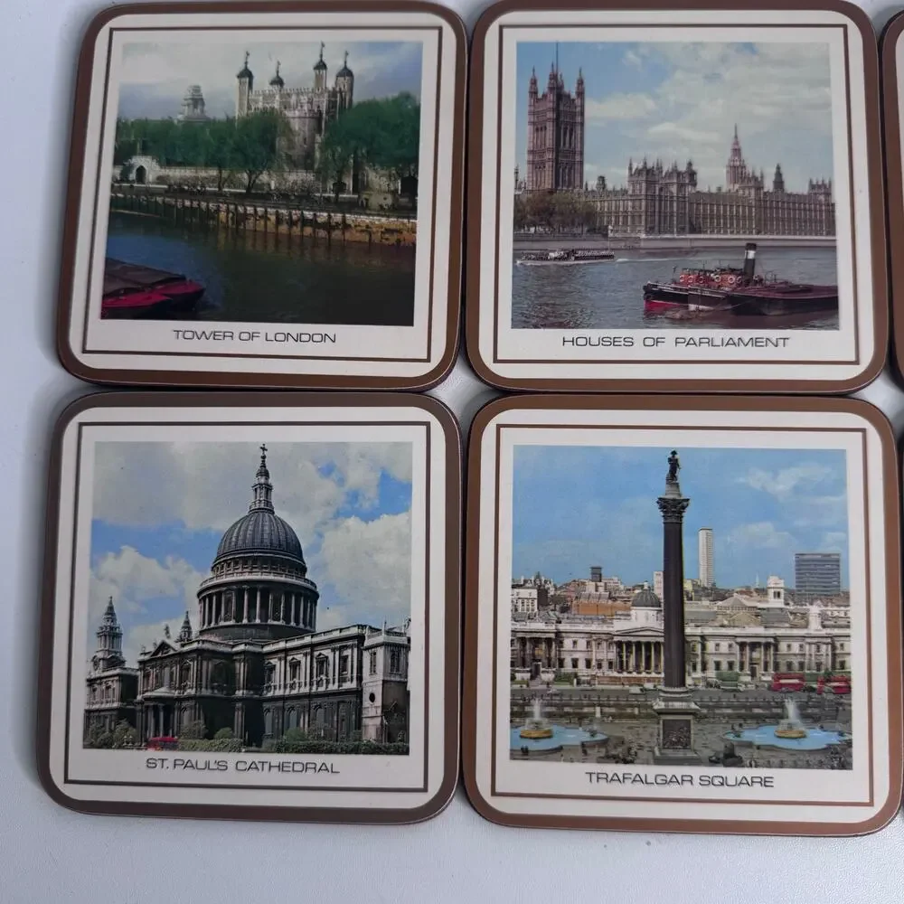 Pimpernel Fayreings Scenes London Set of 6 Cork Back Coasters Made in England